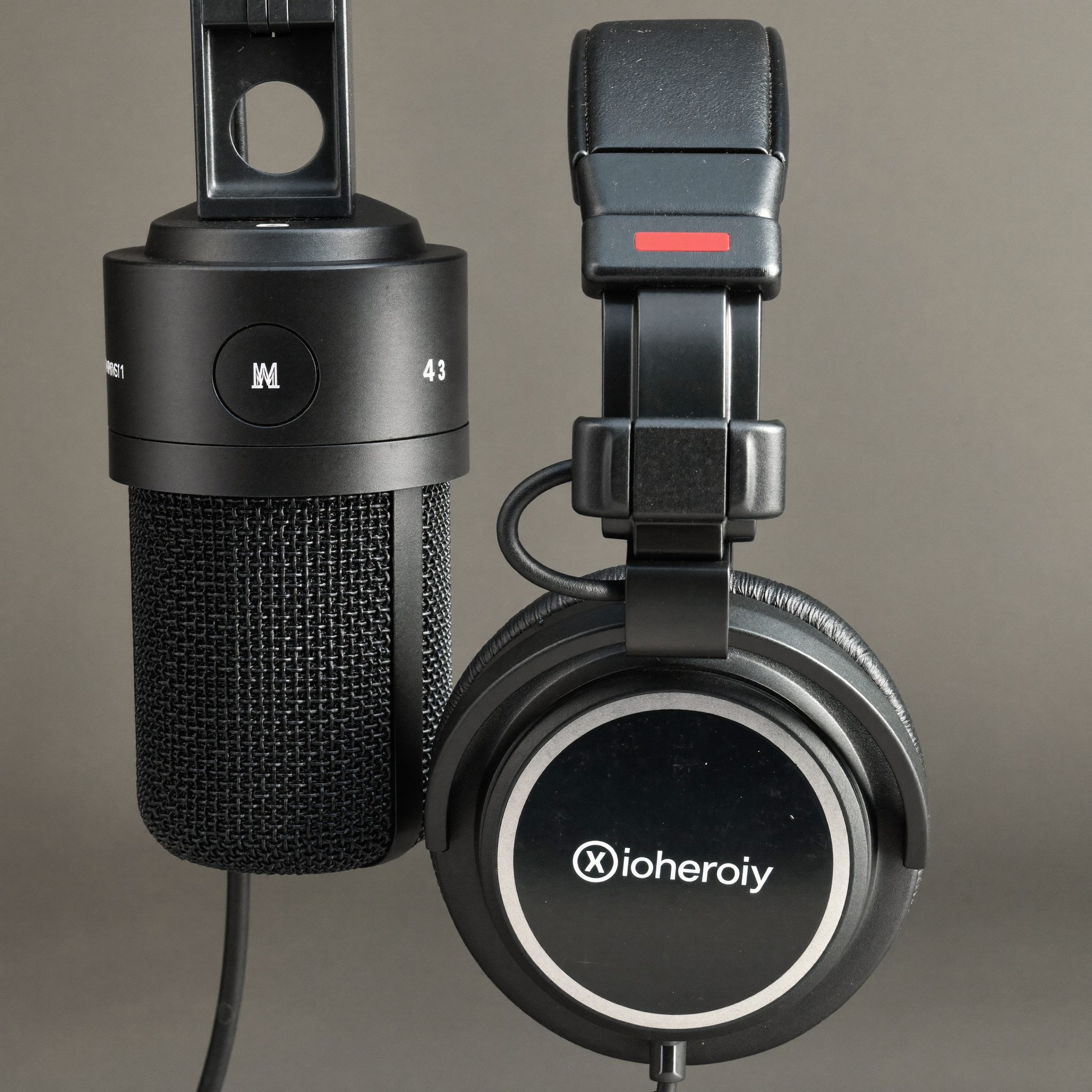 Microphone and headphones in the Havenrino studio